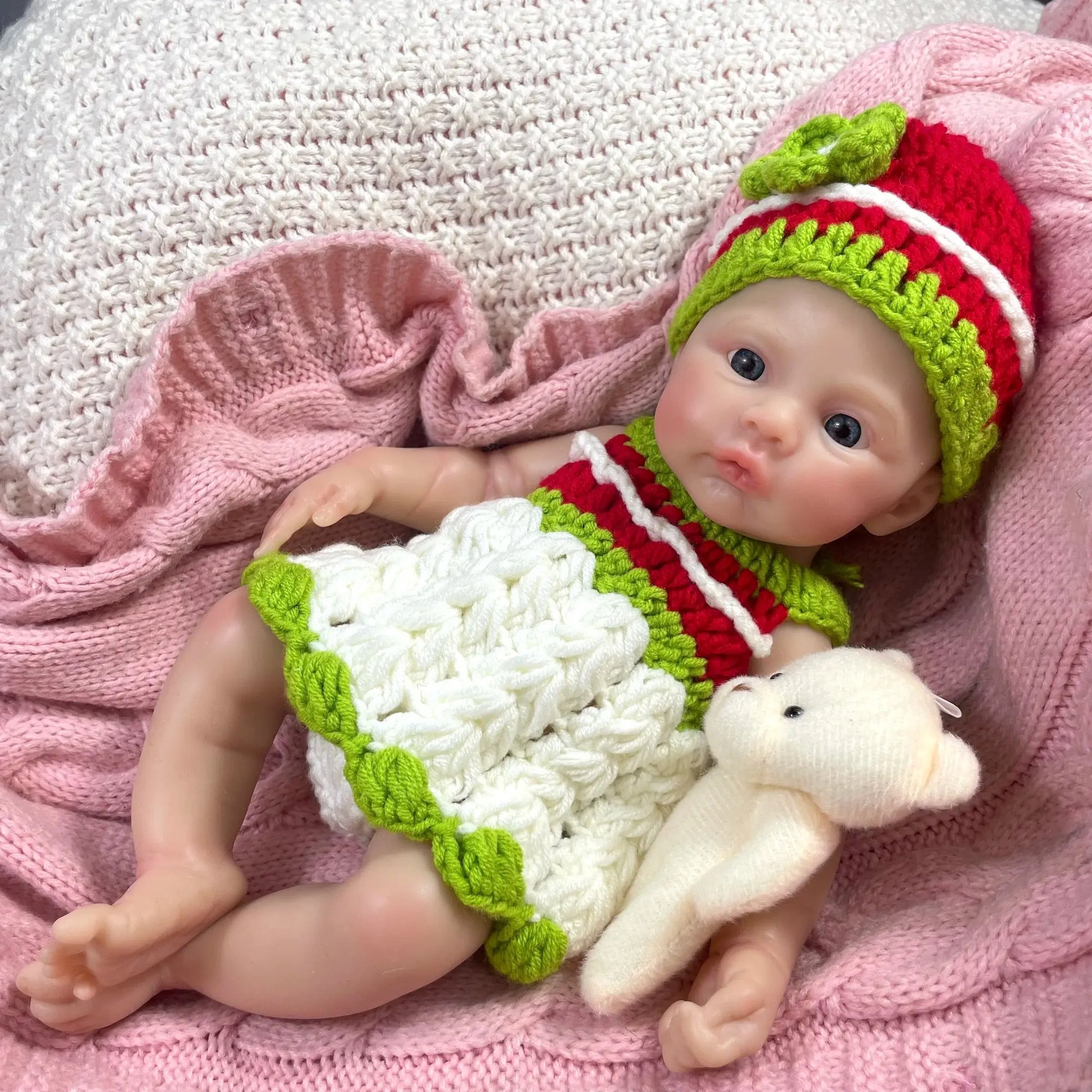 Mini 33CM Full Silicon Reborn Baby Doll Meadow Open Blue Eyes Soft Silicone Body Girl Washable Toy lifelikesiliconereborns.com