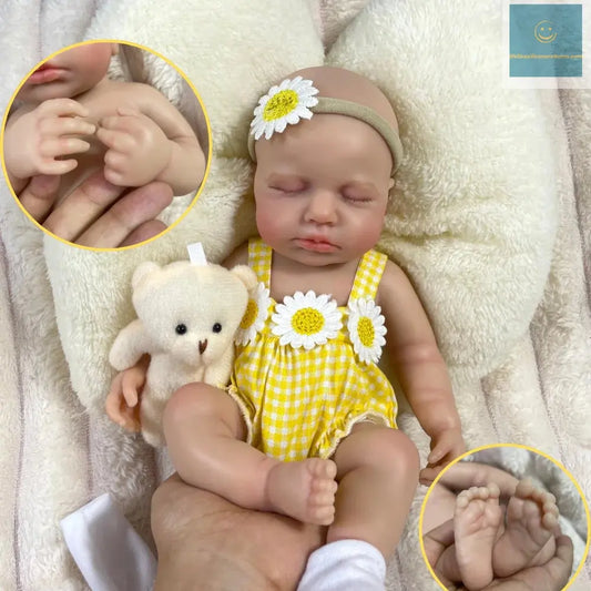 Mini 33CM Full Solid Silicone Reborn Baby Doll LouLou Girl Washable Body Lifelike Silicone Soft Body Birthday Christmas Gift lifelikesiliconereborns.com