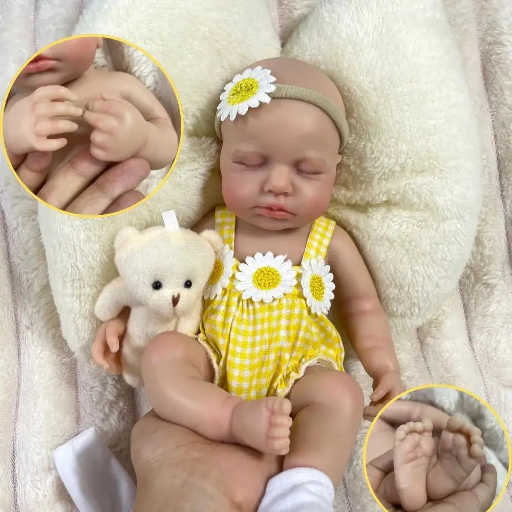 Mini 33CM Full Solid Silicone Reborn Baby Doll LouLou Girl Washable Body Lifelike Silicone Soft Body Birthday Christmas Gift lifelikesiliconereborns.com