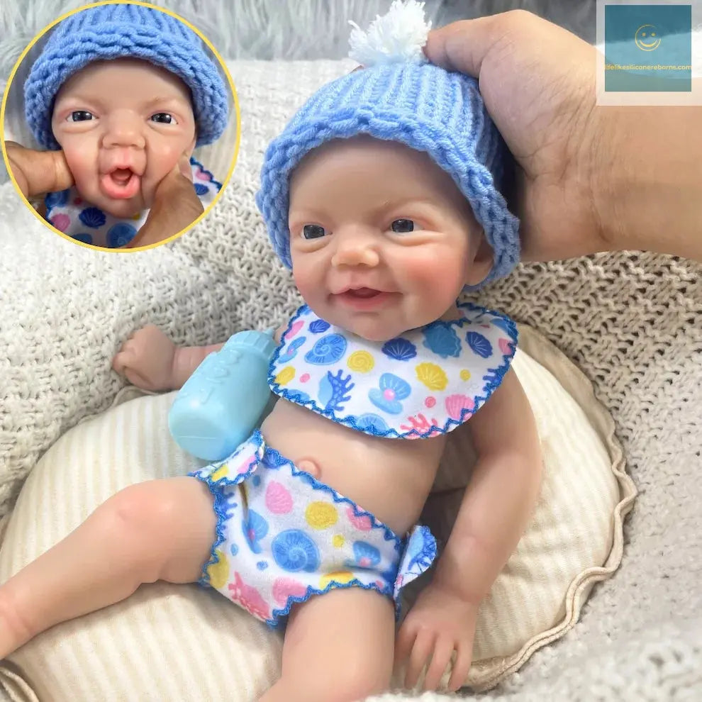 Mini 33CM Painted Reborn Silicone Baby Doll Charlie Boy Original Full Solid Silicone Washable Doll Toy Christmas Gift lifelikesiliconereborns.com
