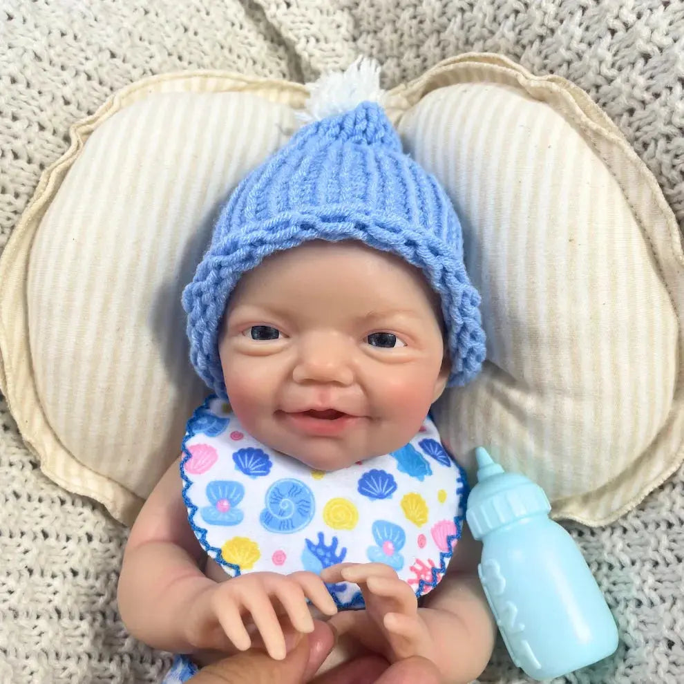 Mini 33CM Painted Reborn Silicone Baby Doll Charlie Boy Original Full Solid Silicone Washable Doll Toy Christmas Gift lifelikesiliconereborns.com