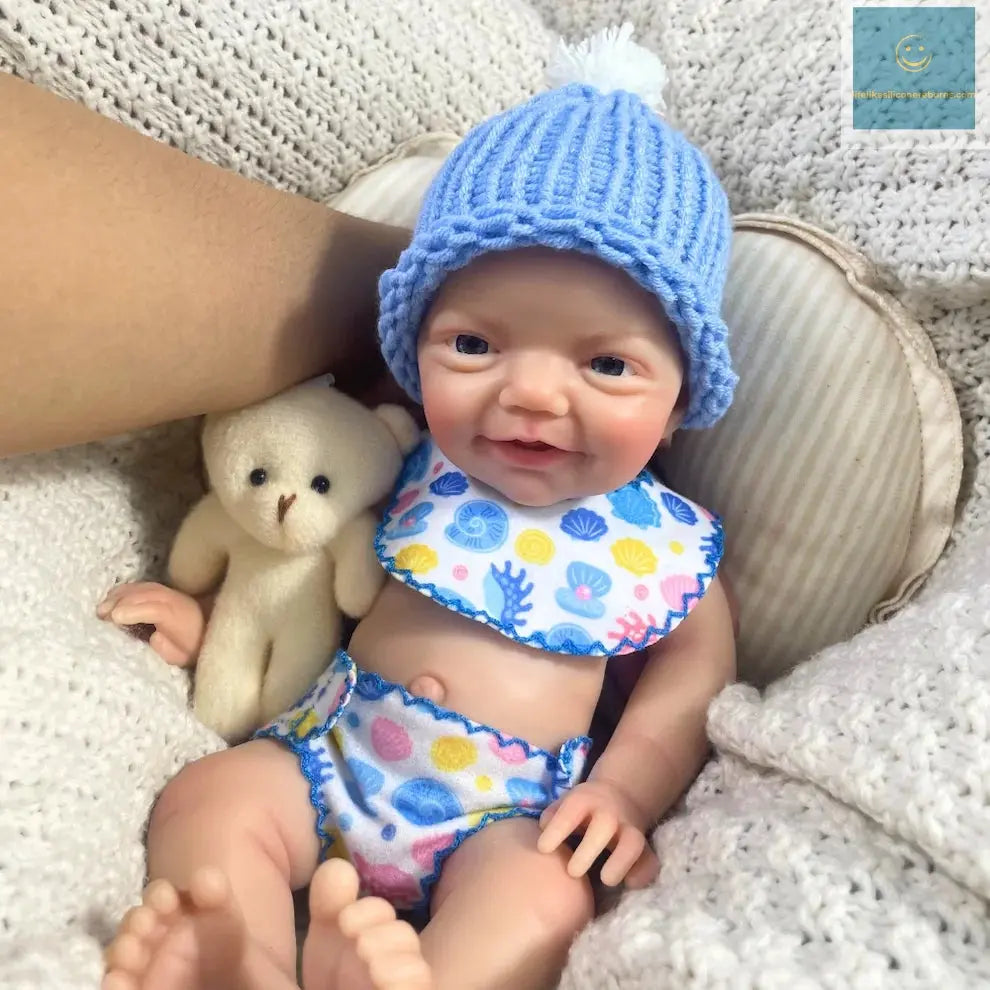 Mini 33CM Painted Reborn Silicone Baby Doll Charlie Boy Original Full Solid Silicone Washable Doll Toy Christmas Gift lifelikesiliconereborns.com