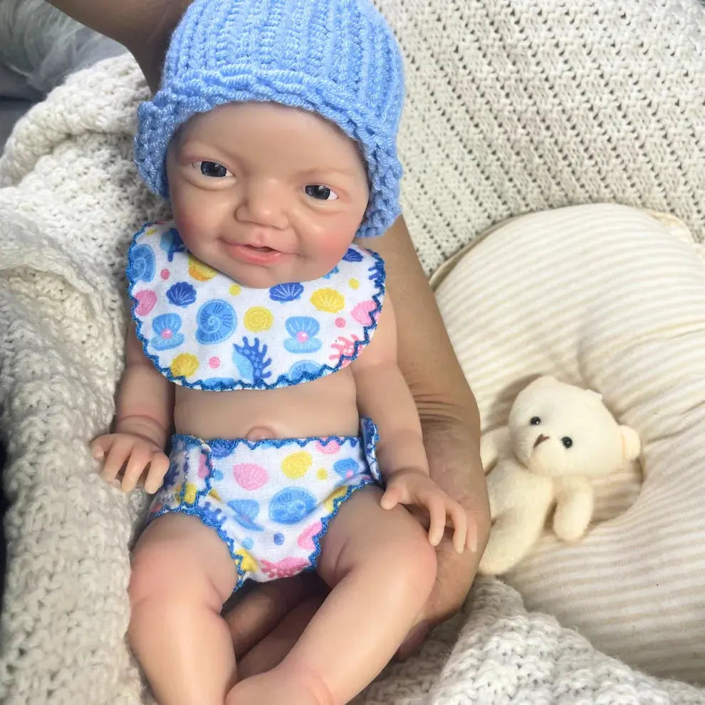 Mini 33CM Painted Reborn Silicone Baby Doll Charlie Boy Original Full Solid Silicone Washable Doll Toy Christmas Gift lifelikesiliconereborns.com