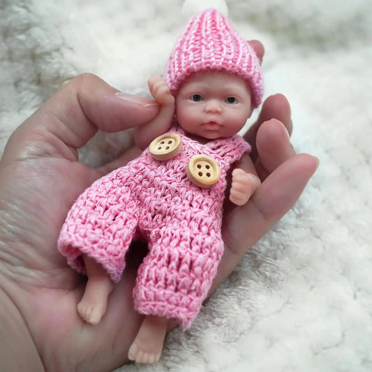 Mini Reborn Baby Dolls Sleeping Silicone Full Body Girl 4.5 Inch Miniature Babies with feed Accessories for Christmas Gift Kids lifelikesiliconereborns.com