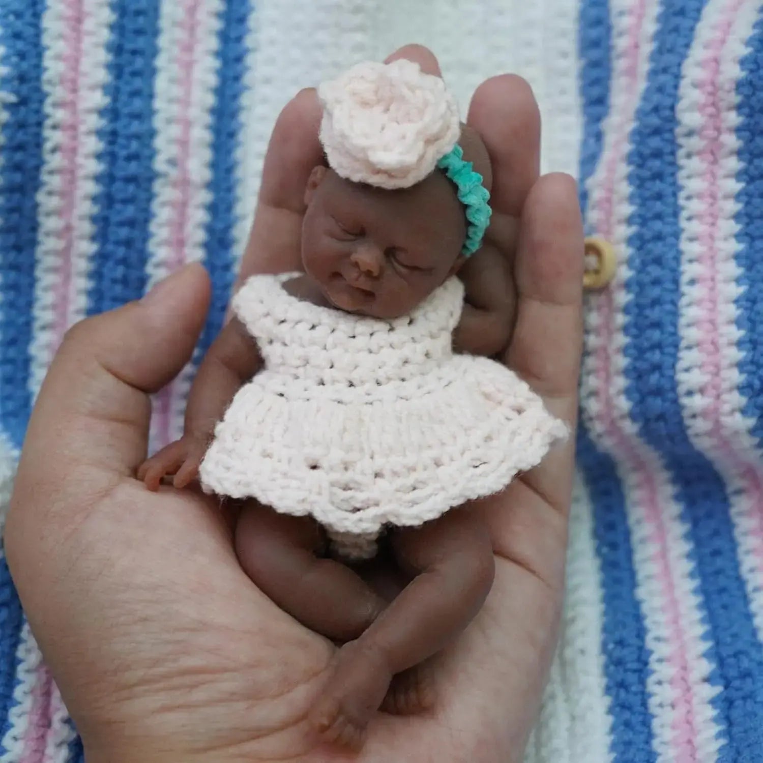 Mini Silicone Baby Black 4.5 Inch Reborn Baby Dolls Silicone Full Body Girl Emma Miniature Baby Doll with Feeding Accessories lifelikesiliconereborns.com