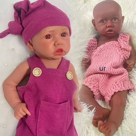 Mother-To-Be Nursery Kids Xmas Gift Parents Lifelike18 Inch Soft Silicone Reborn Doll African Newborn Girl Balck Skin Baby lifelikesiliconereborns.com
