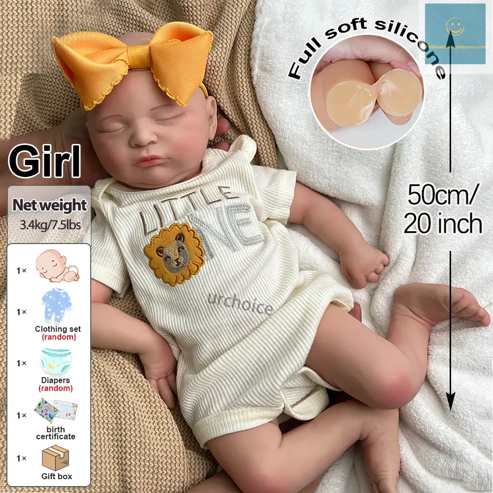 Newborn Silicone Baby Doll Full Body Weighted Hand Painted Reborn Doll Closed Eyes Lifelike Girl Collectibles DIY Reborne Artist lifelikesiliconereborns.com