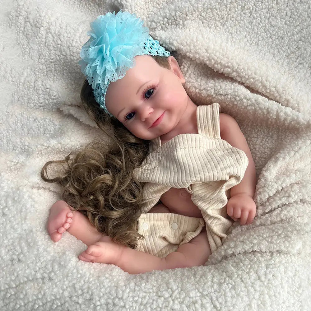 Painted Newborn Girl Maddie with Hair Artist Collectibles Lifelike 50CM 20" Stretchy Soft Silicone Reborn Baby Doll Blank lifelikesiliconereborns.com