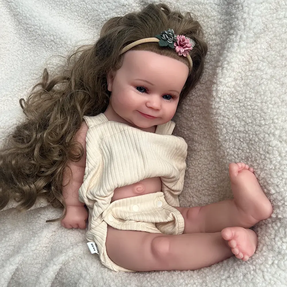 Painted Newborn Girl Maddie with Hair Artist Collectibles Lifelike 50CM 20" Stretchy Soft Silicone Reborn Baby Doll Blank lifelikesiliconereborns.com