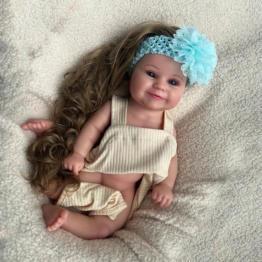 Painted Newborn Girl Maddie with Hair Artist Collectibles Lifelike 50CM 20" Stretchy Soft Silicone Reborn Baby Doll Blank lifelikesiliconereborns.com