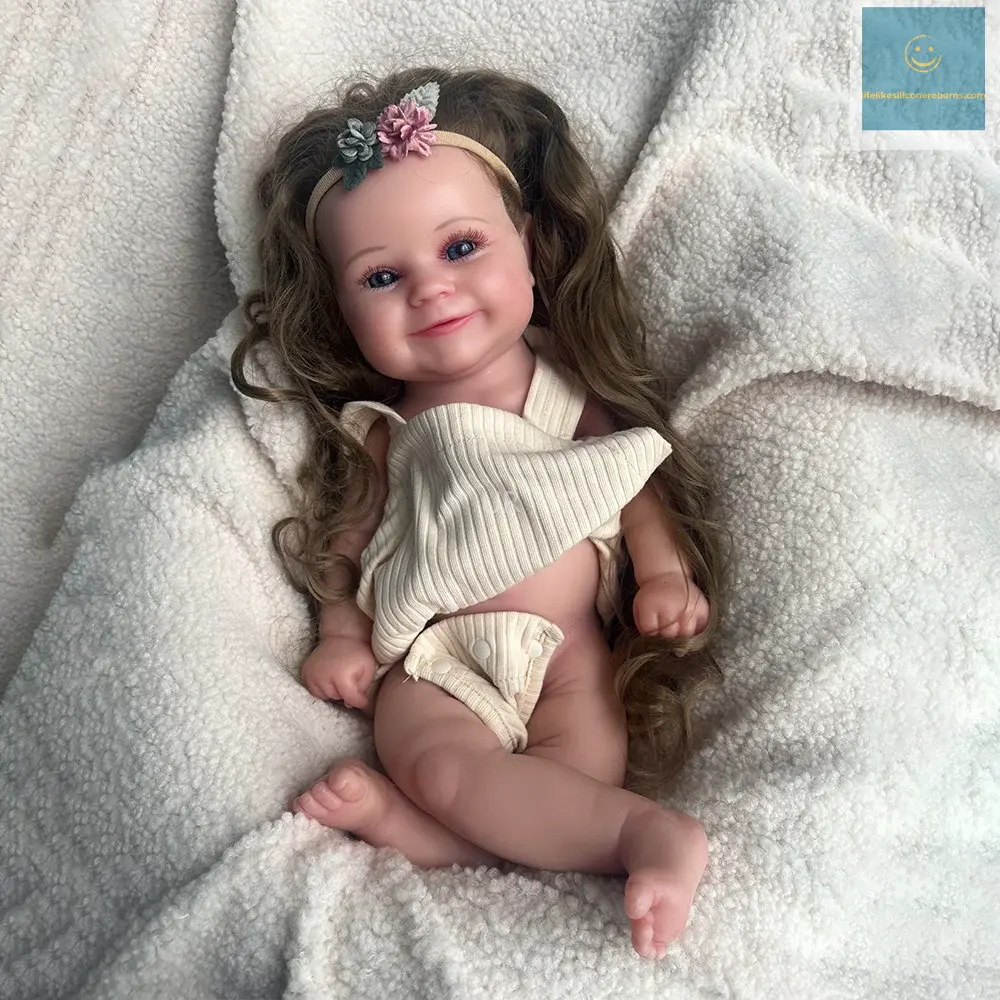 Painted Newborn Girl Maddie with Hair Artist Collectibles Lifelike 50CM 20" Stretchy Soft Silicone Reborn Baby Doll Blank lifelikesiliconereborns.com