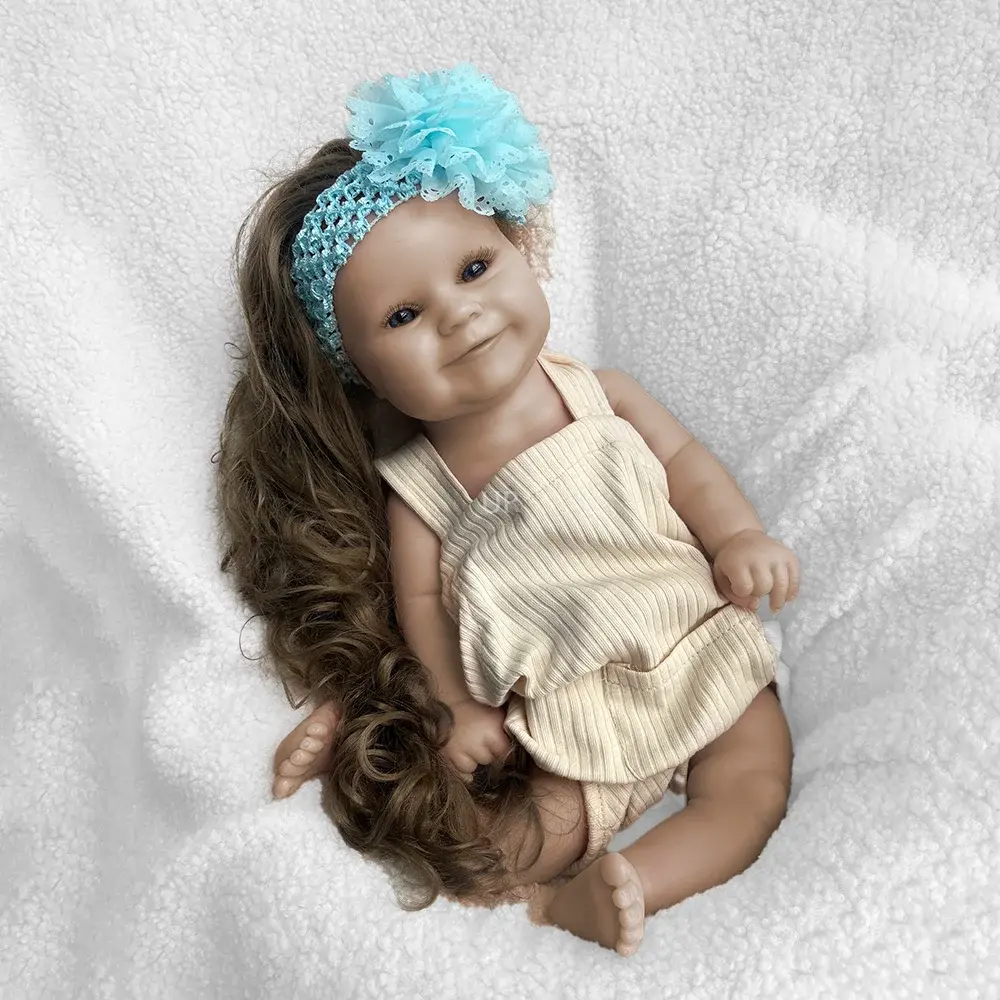 Painted Newborn Girl Maddie with Hair Artist Collectibles Lifelike 50CM 20" Stretchy Soft Silicone Reborn Baby Doll Blank lifelikesiliconereborns.com