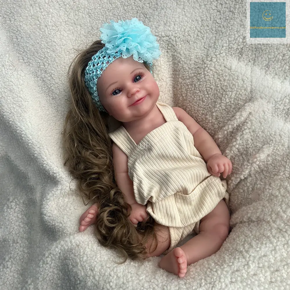 Painted Newborn Girl Maddie with Hair Artist Collectibles Lifelike 50CM 20" Stretchy Soft Silicone Reborn Baby Doll Blank lifelikesiliconereborns.com