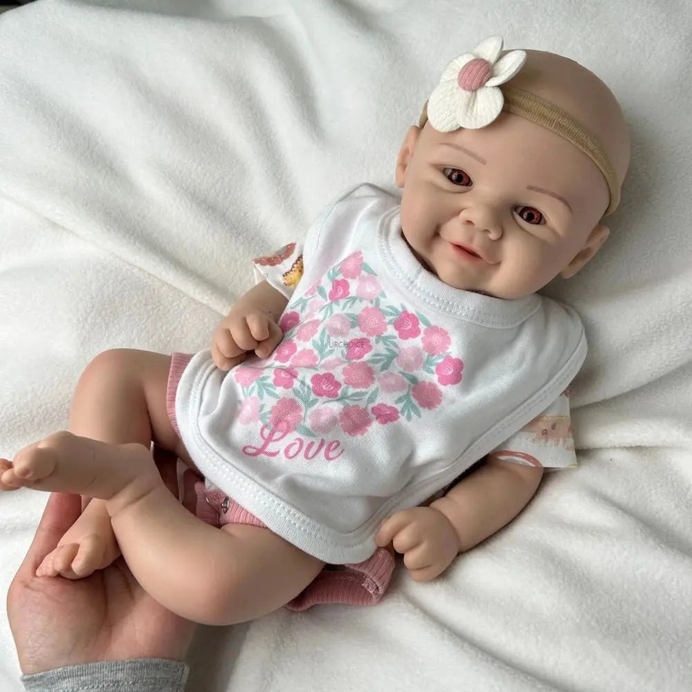 Photography Prop 17Inch Lifelike Silicone Reborn Baby Girl Realistic Skin Flexible Limbs Doll Perfect for Shoots Christmas Gift lifelikesiliconereborns.com