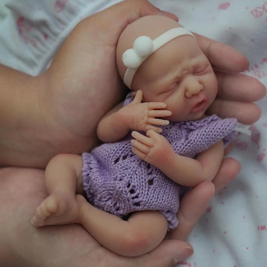 Reborn Baby Dolls 7 Inch Full Body Silicone Doll Boy Mini Realistic Newborn Baby Dolls with Feeding Accessories Gift Box lifelikesiliconereborns.com