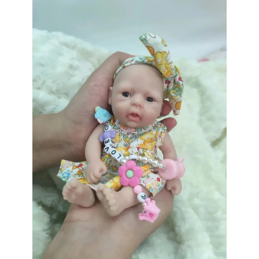 Reborn Baby Dolls 7 Inch Hand Made Girl Silicone Doll Mini Realistic Baby Dolls Silicone Full Body for Kids Christmas Gift lifelikesiliconereborns.com