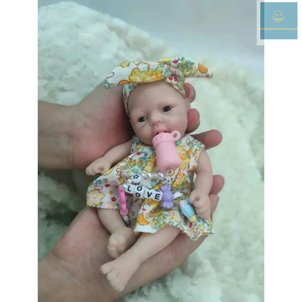 Reborn Baby Dolls 7 Inch Hand Made Girl Silicone Doll Mini Realistic Baby Dolls Silicone Full Body for Kids Christmas Gift lifelikesiliconereborns.com