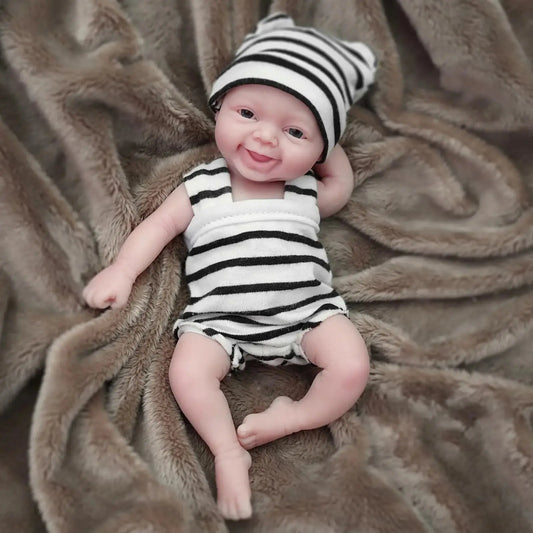 Reborn Silicone Baby Doll 7 Inch Mini Realistic Newborn Baby Dolls Full Body with Feeding Accessories for kids Christmas Gift lifelikesiliconereborns.com