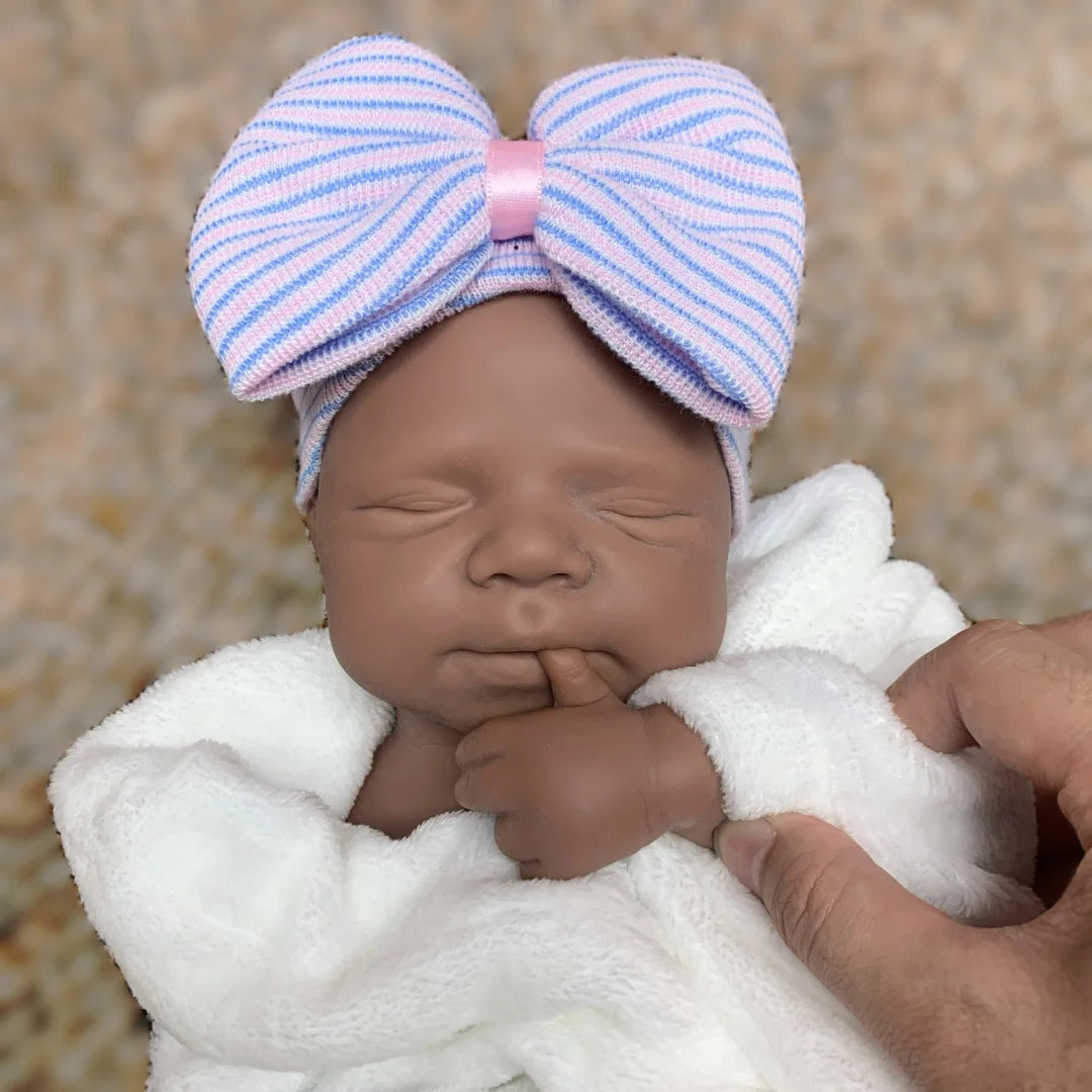 18Inch Can Open Mouth Dark Skin Pascale bebe reborn de silicona Doll With Painted Skin Soft Touch Feeling Rooted Eyelashes Doll lifelikesiliconereborns.com