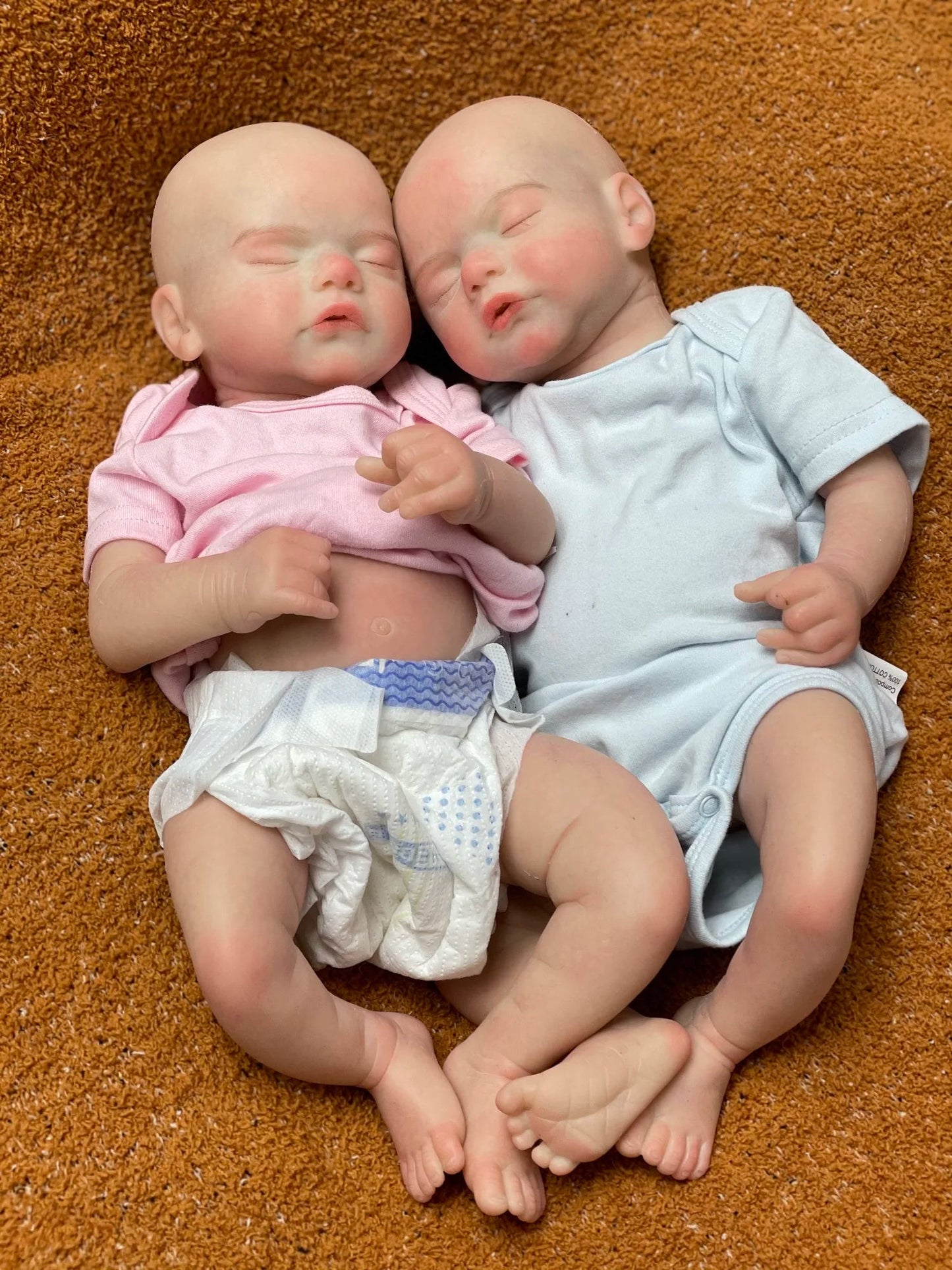 Can Open Mouth 45cm Twins Sam Reborn Baby Girl and Boy Full Body Solid Silicone Un/Painted Bebe Reborn Soft Touch Feeling Doll lifelikesiliconereborns.com