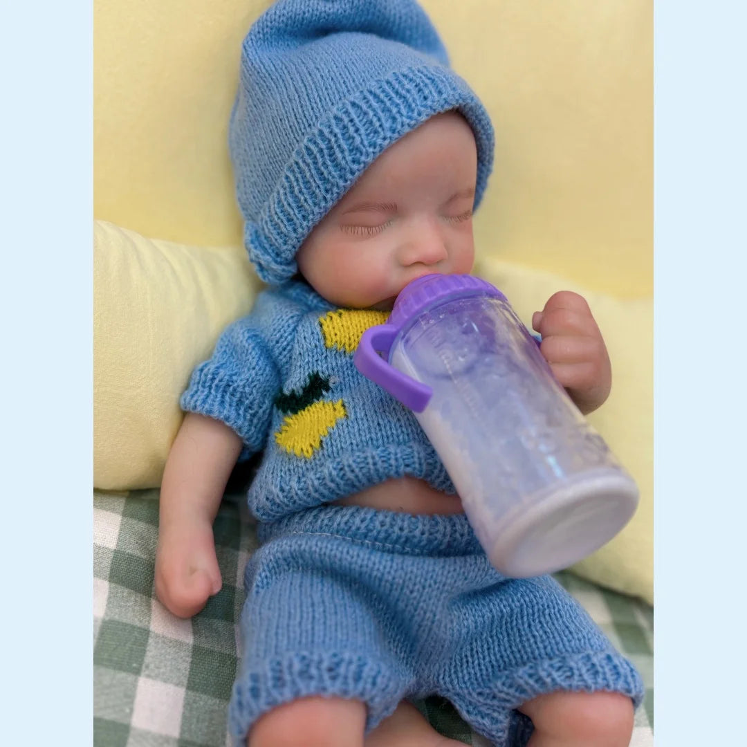 13Inch Close Eyes & Open Mouth Levi Full Body Silicone Bebe Reborn Boy Doll With Painted Bald Lifelike Realistic Newborn Doll lifelikesiliconereborns.com