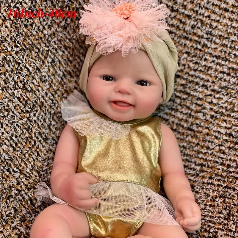 16 Inch Emmy bebe reborn reallista de silicone Girl Handmade Soft Touch Solid Silicone Bebe Reborn Doll lifelikesiliconereborns.com