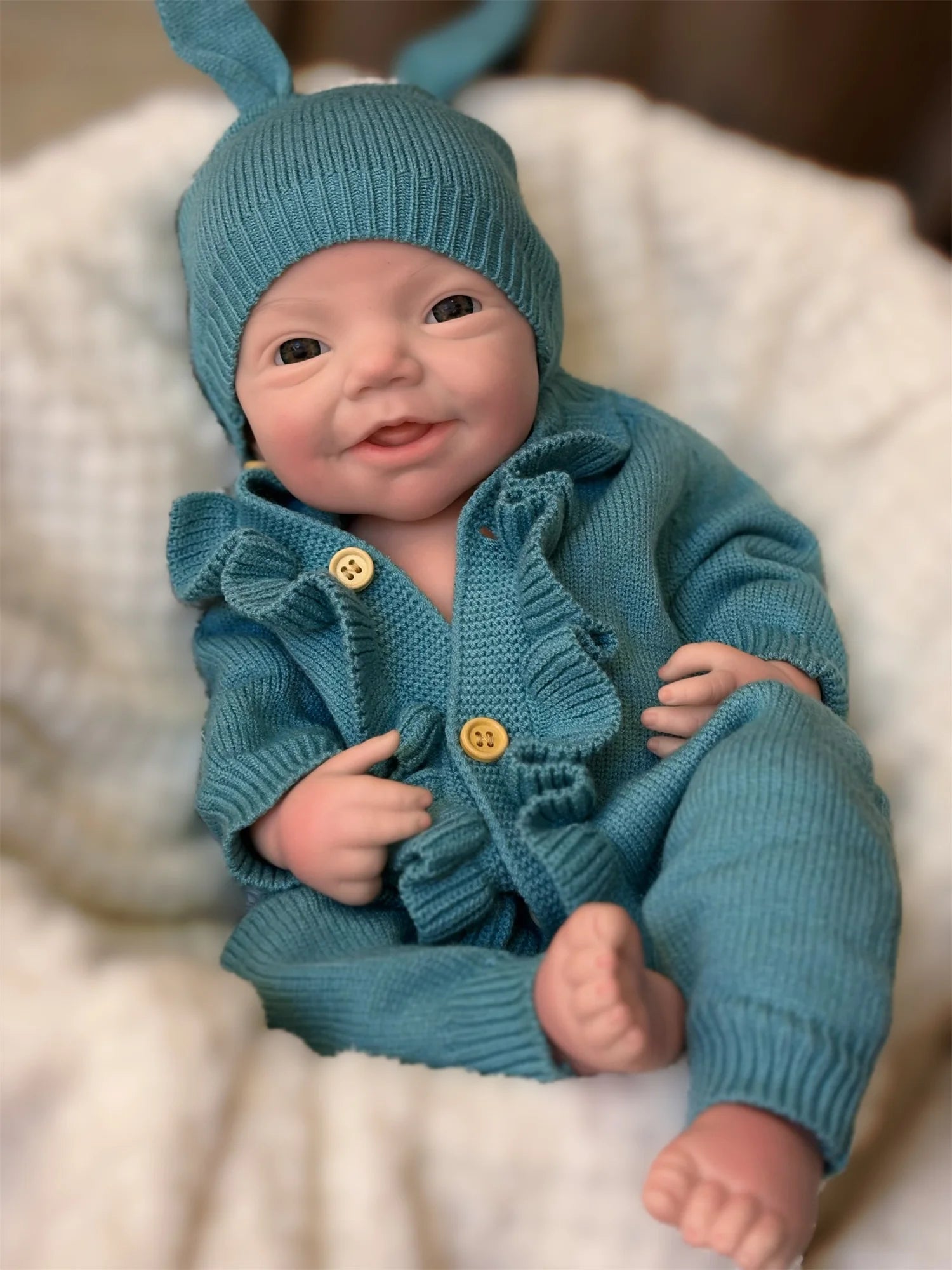 18Inch Open Eyes Full Body Silicone Reborn Girl Doll With  3D Painted Skin Handmade Can Open Mouth Newborn Baby Girl Doll lifelikesiliconereborns.com
