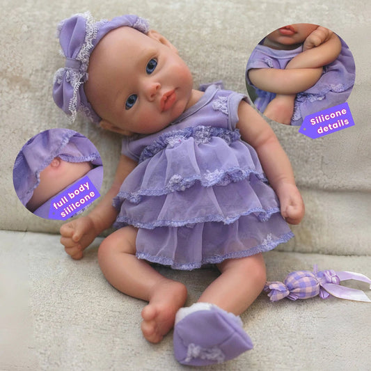 33CM Silicone Girl Reborn Doll Painted Full Body Soft Silicone Reborn Baby Doll Toys For Kid's Christmas Gifts Corpo De Silicone lifelikesiliconereborns.com