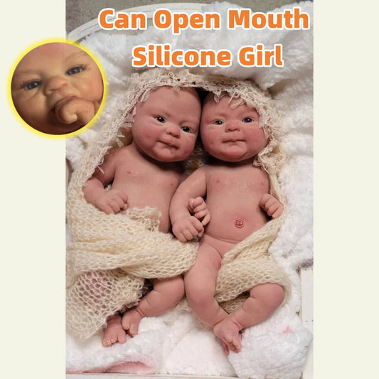 40cm Can Open Mouth CoCo Full Body Solid Siicone bébé reborn Girl With 3D Painted Skin Handmade bebe reborn de silicona  Doll lifelikesiliconereborns.com