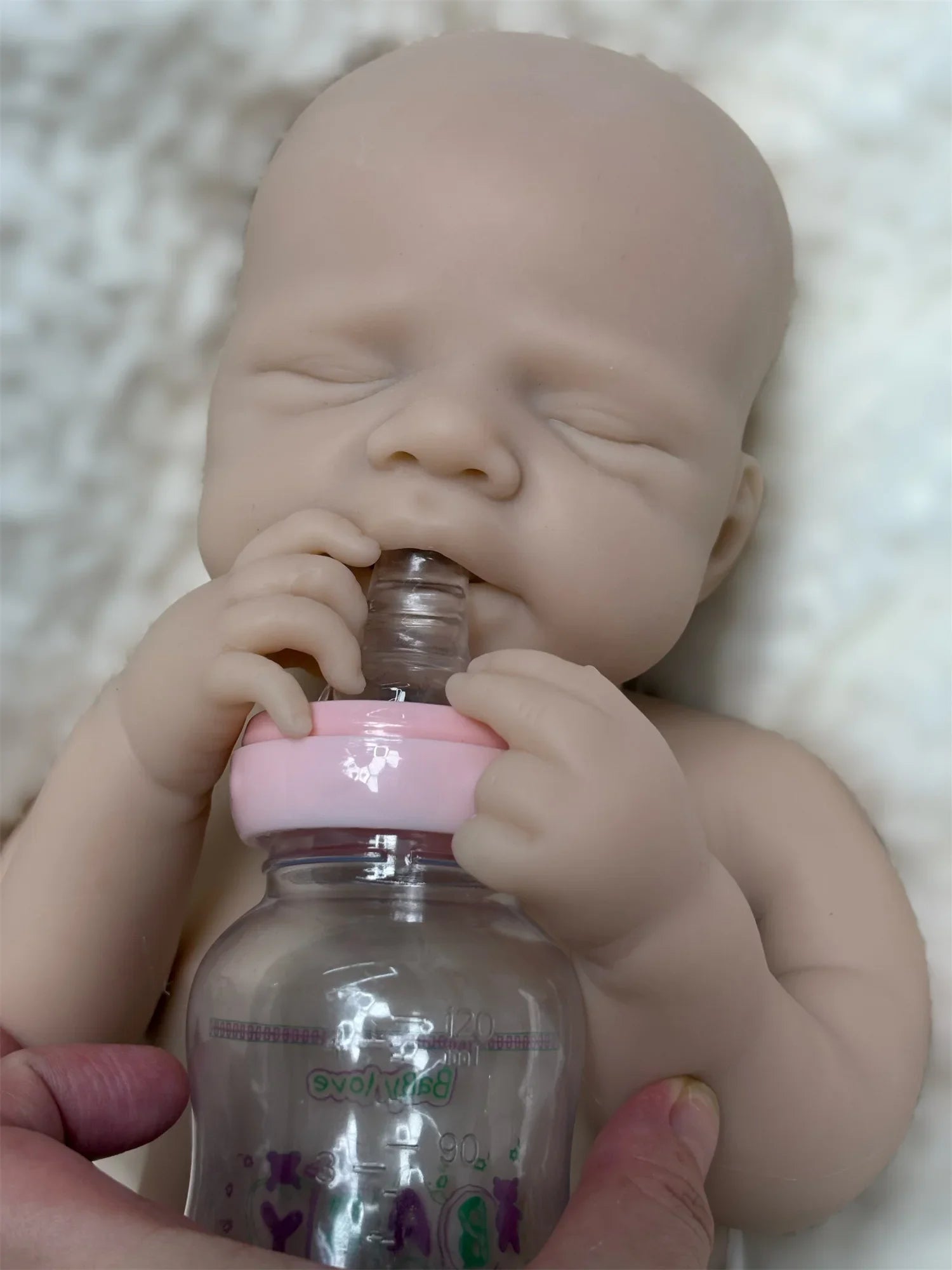 45cm Can Open Mouth Pascale Solid Silicone Bebe Reborn Girl With Rooted Hair Washable Lifelike Realistic Newborn Baby Doll lifelikesiliconereborns.com