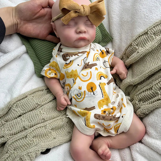 Waterproof Painted 17Inch Silicone Reborn Baby Boy Asleep Newborn Doll Realistic Details for Hobbyists Collector Kids Toy lifelikesiliconereborns.com