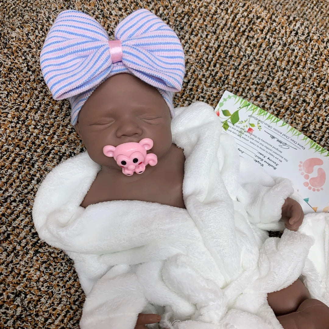 18Inch Can Open Mouth Dark Skin Pascale bebe reborn de silicona Doll With Painted Skin Soft Touch Feeling Rooted Eyelashes Doll lifelikesiliconereborns.com