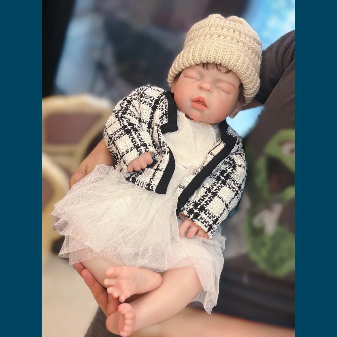 22Inch Big Size Can Open Mouth bébé reborn de silicona Girl Doll With Rooted Hair Soft Touch Flexible Reborn Toddler  Doll lifelikesiliconereborns.com