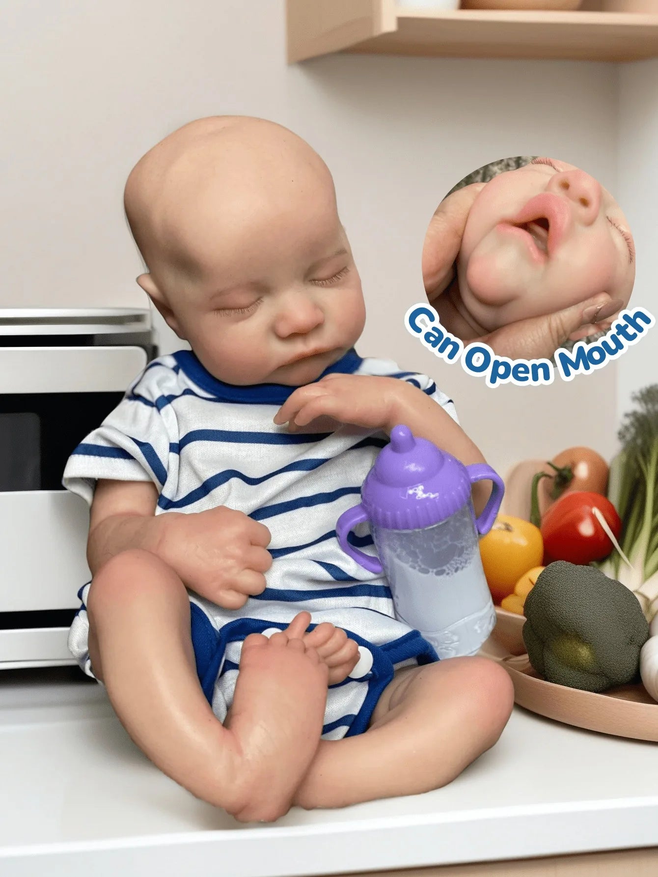 16-Inch (40cm) Cuddly Sleeping Reborn Baby Doll - Lifelike Silicone Boy with Artistic Painting, Openable Mouth Doll lifelikesiliconereborns.com