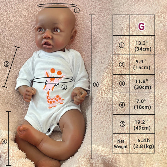 100% Siold Silicone Reborn Baby Dark African Girl 18Inch Collectibles Realistic Soft Waterproof Baby Doll Gift lifelikesiliconereborns.com