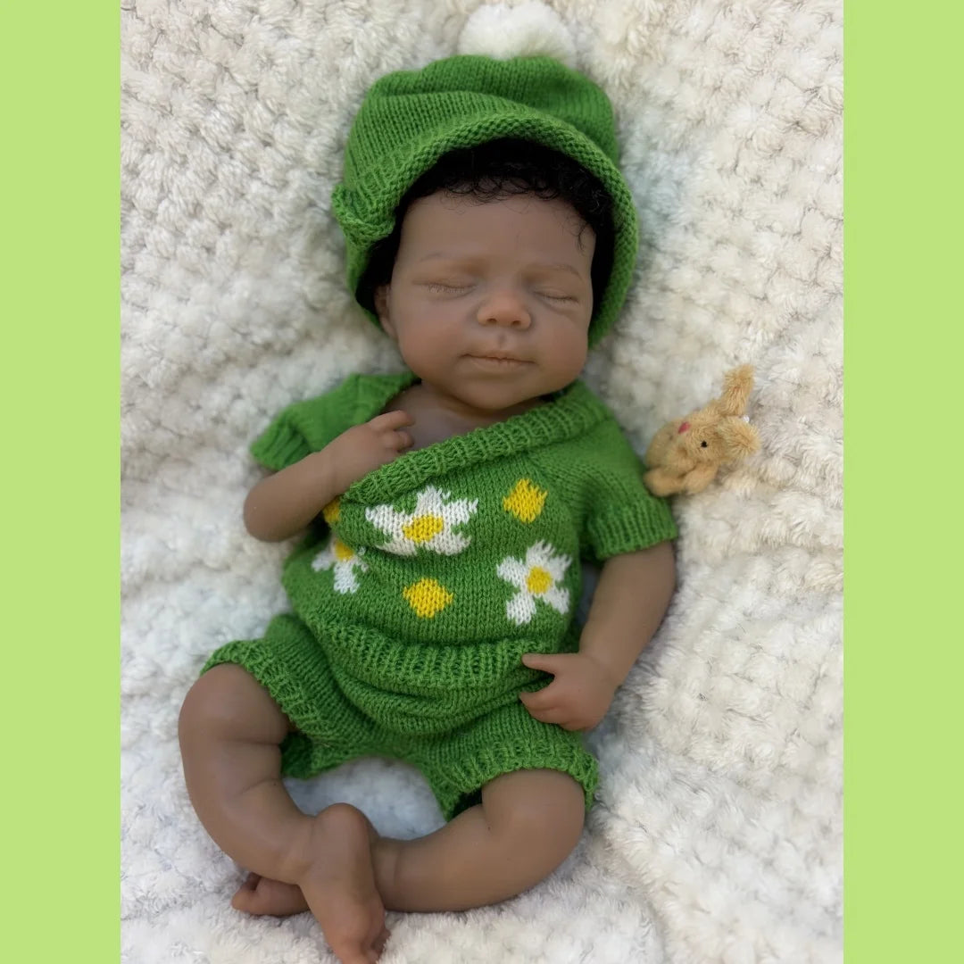 Can Open Mouth 26cm Dark Skin Pascale Full Body Silicone Bebe Reborn Girl With Rooted Hair Lifelike reales para niñas Doll lifelikesiliconereborns.com