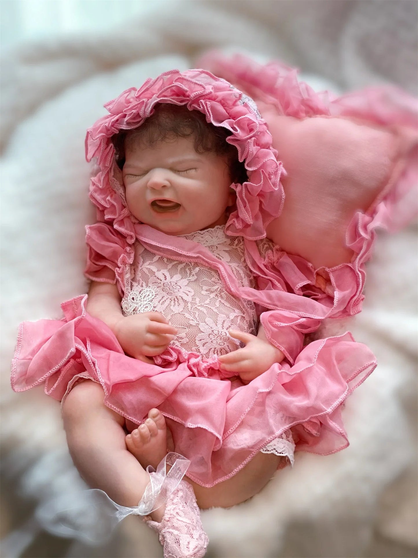 18Inch Washable Maria Solid Silicone Bebe Reborn Girl With Rooted Hair 3D Paint Skin Soft Touch Lifelike Real Newborn Baby Doll lifelikesiliconereborns.com