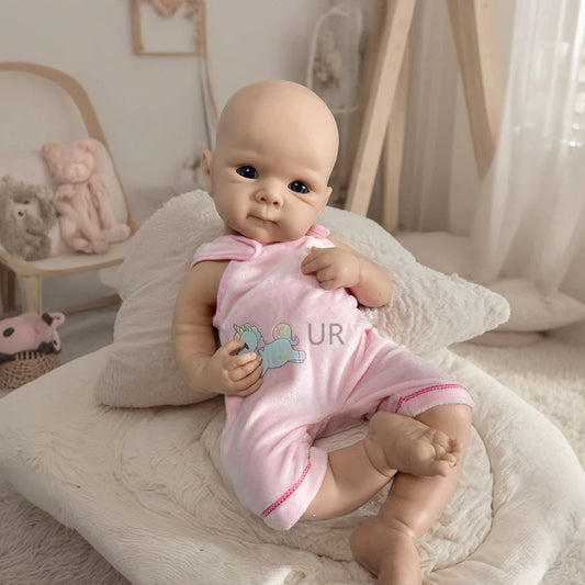 Unpainted 19" 100% Solid Platinum Silicone Reborn Doll DIY Blank Newborn Baby Girl Blue Eyes Painter Collectibles Gift lifelikesiliconereborns.com