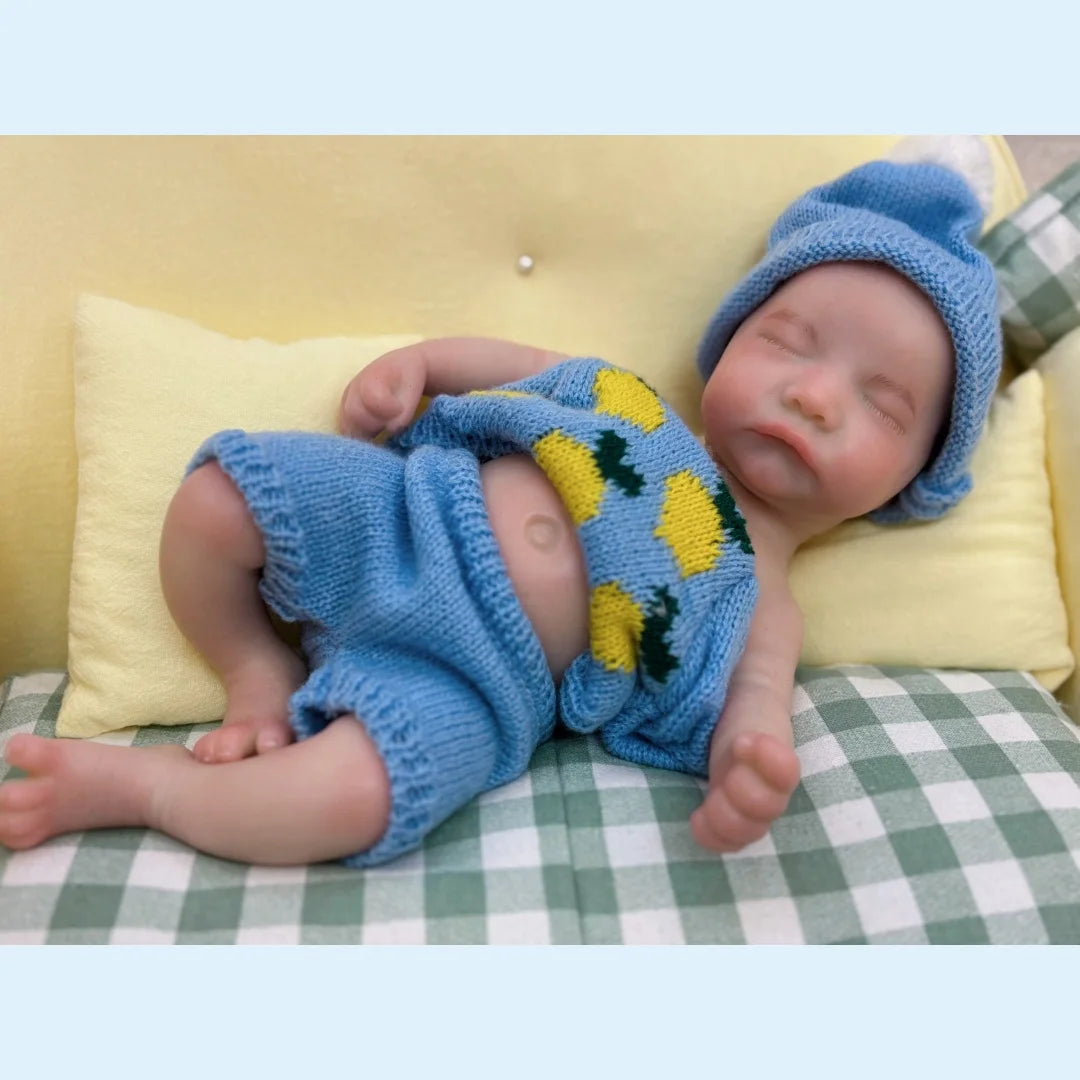 13Inch Close Eyes & Open Mouth Levi Full Body Silicone Bebe Reborn Boy Doll With Painted Bald Lifelike Realistic Newborn Doll lifelikesiliconereborns.com