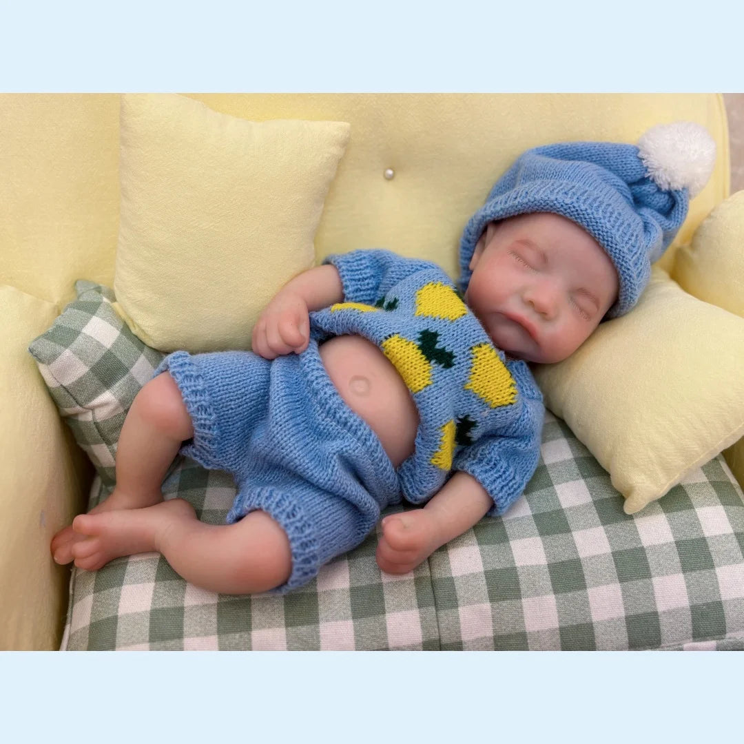 13Inch Close Eyes & Open Mouth Levi Full Body Silicone Bebe Reborn Boy Doll With Painted Bald Lifelike Realistic Newborn Doll lifelikesiliconereborns.com
