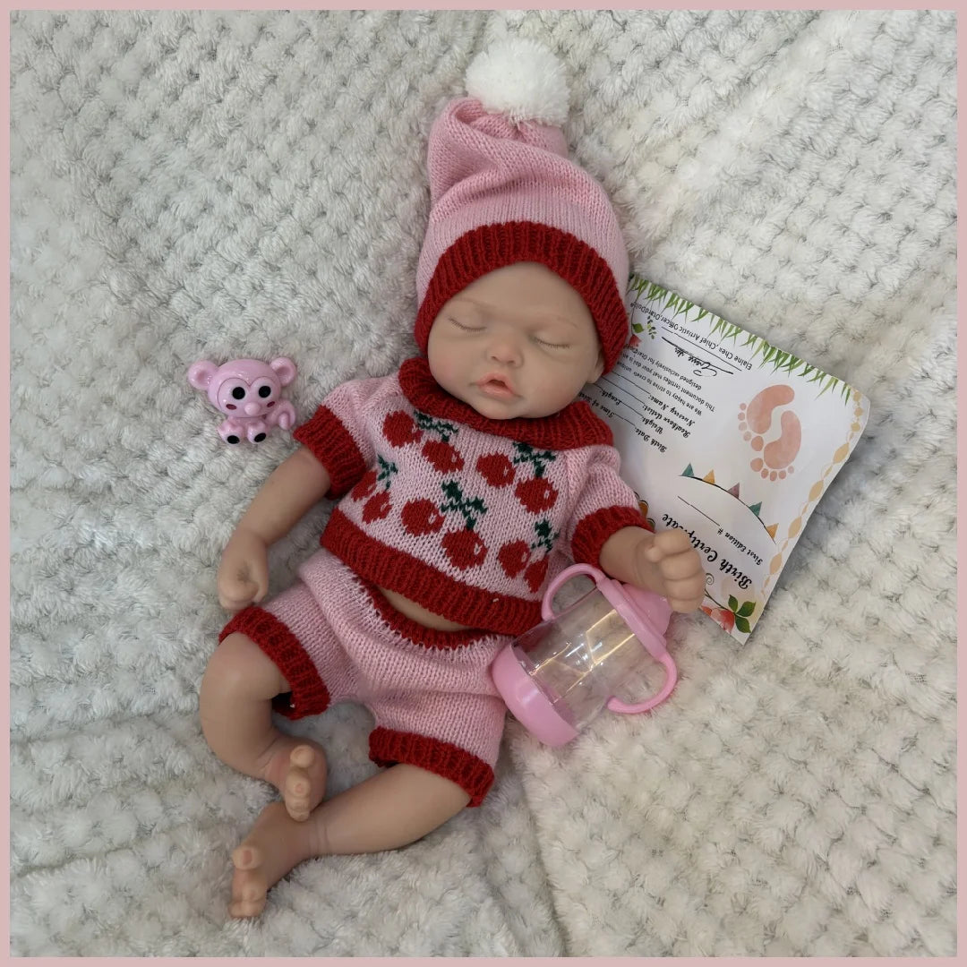 13Inch Waterproof Whole Body Silicone Bebe Reborn Girl Doll With Open Mouth  3D Painted Skin Lifelike Realistic Newborn Doll lifelikesiliconereborns.com