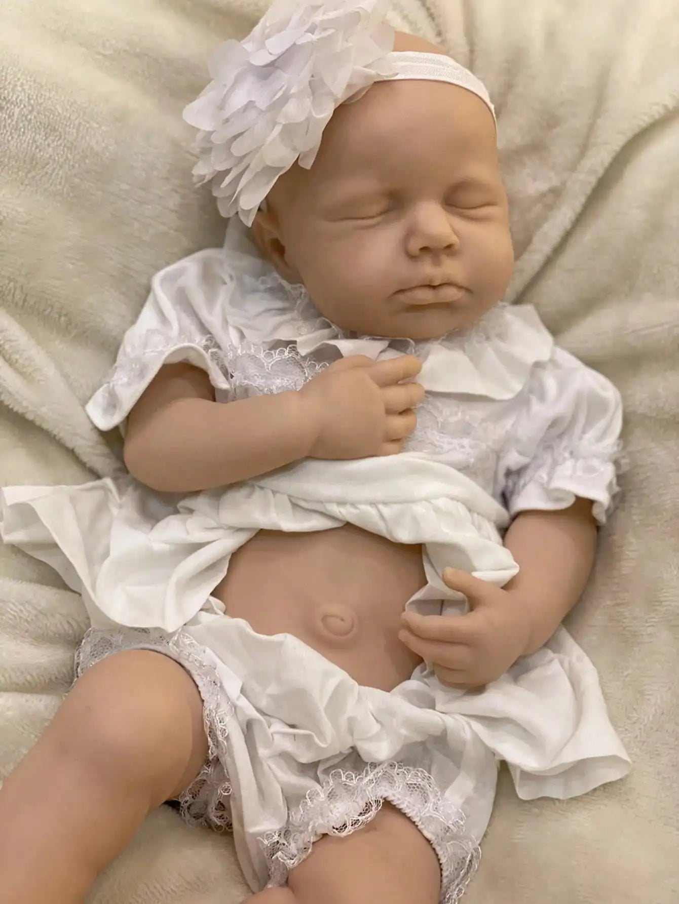 Saskia 18-Inch Loulou Full Silicone Reborn Girl | Handmade Unpainted Doll Kit | with White Clothes lifelikesiliconereborns.com