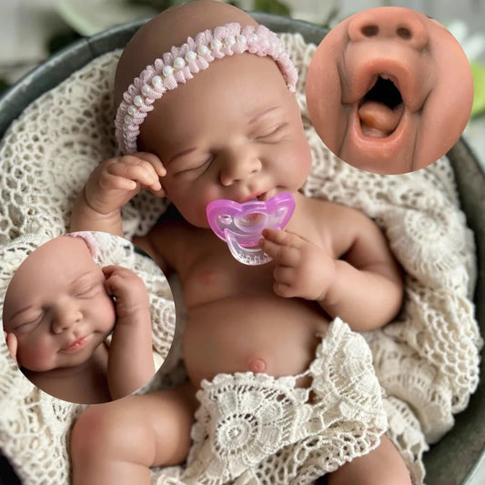 18Inch Can Open Mouth Dark Skin Pascale bebe reborn de silicona Doll With Painted Skin Soft Touch Feeling Rooted Eyelashes Doll lifelikesiliconereborns.com