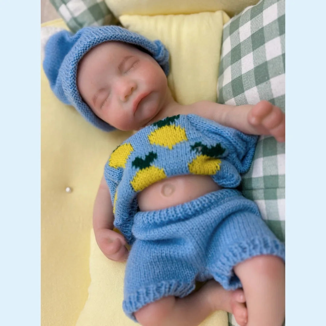 13Inch Close Eyes & Open Mouth Levi Full Body Silicone Bebe Reborn Boy Doll With Painted Bald Lifelike Realistic Newborn Doll lifelikesiliconereborns.com