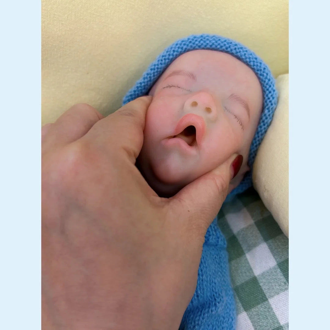 13Inch Close Eyes & Open Mouth Levi Full Body Silicone Bebe Reborn Boy Doll With Painted Bald Lifelike Realistic Newborn Doll lifelikesiliconereborns.com