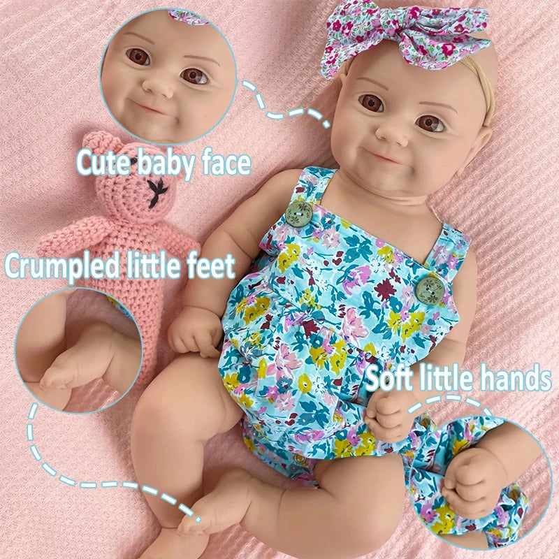 18Inch Already Finished Reborn Baby Doll Felicia Adorable Girl Lifelike Doll 3D Skin Tone Veins Doll Gift With Doll Accessories lifelikesiliconereborns.com
