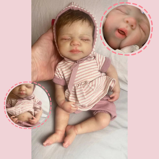 Washable 33cm Pascale Painted Full Body Silicone Bebe Reborn Girl With Rooted Hair Can Open Mouth Newborn Silicone Girl Doll lifelikesiliconereborns.com