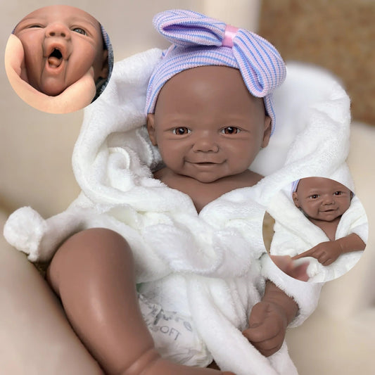 18Inch Dark Skin African Girl Vivienne Reborn Doll Full Body Silicone Newborn Baby Doll Toys For Gift Corpo De Silicone Inteiro lifelikesiliconereborns.com
