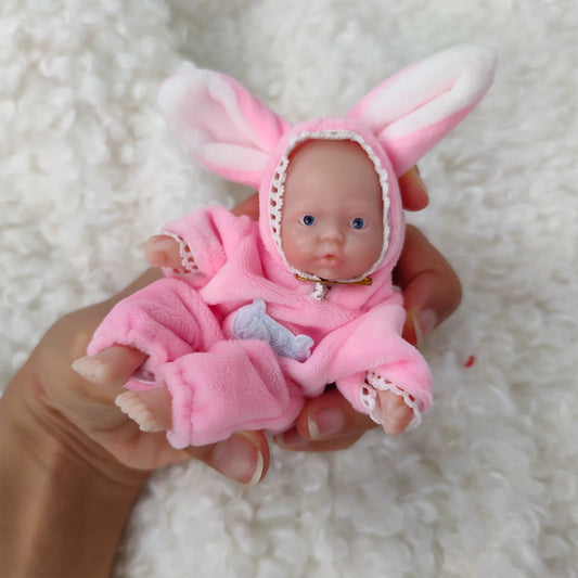 Reborn Baby Dolls Silicone Full Body 4.5 Inch Open Eyes Soft Body Mini Realistic-Newborn Baby Dolls with Feeding Accessories lifelikesiliconereborns.com