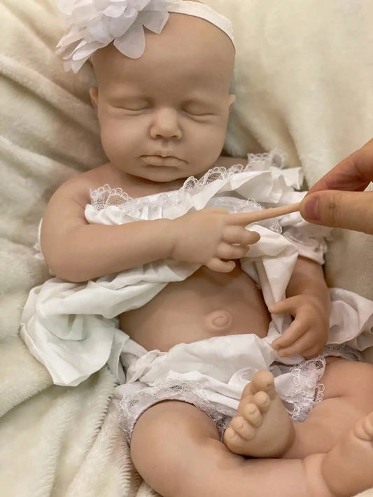 Saskia 18-Inch Loulou Full Silicone Reborn Girl | Handmade Unpainted Doll Kit | with White Clothes lifelikesiliconereborns.com